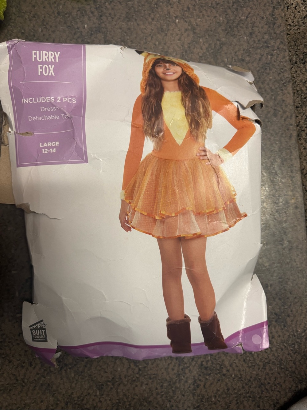 Furry Fox Kids Costume - Orange Fox Dress with Hood